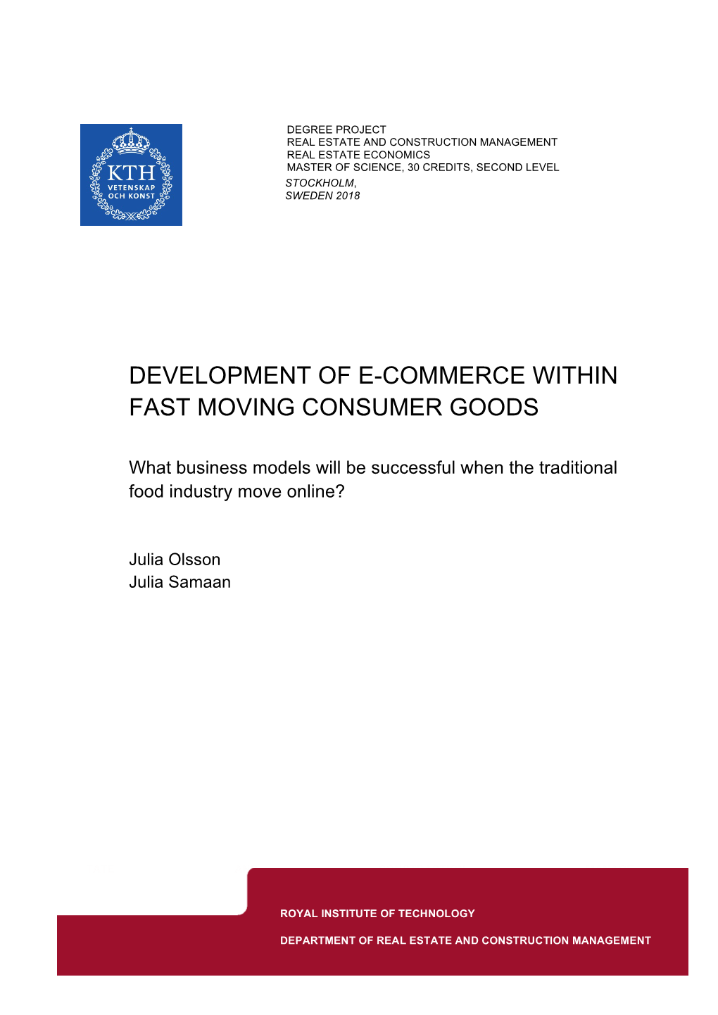 Development of E-Commerce Within Fast Moving Consumer Goods