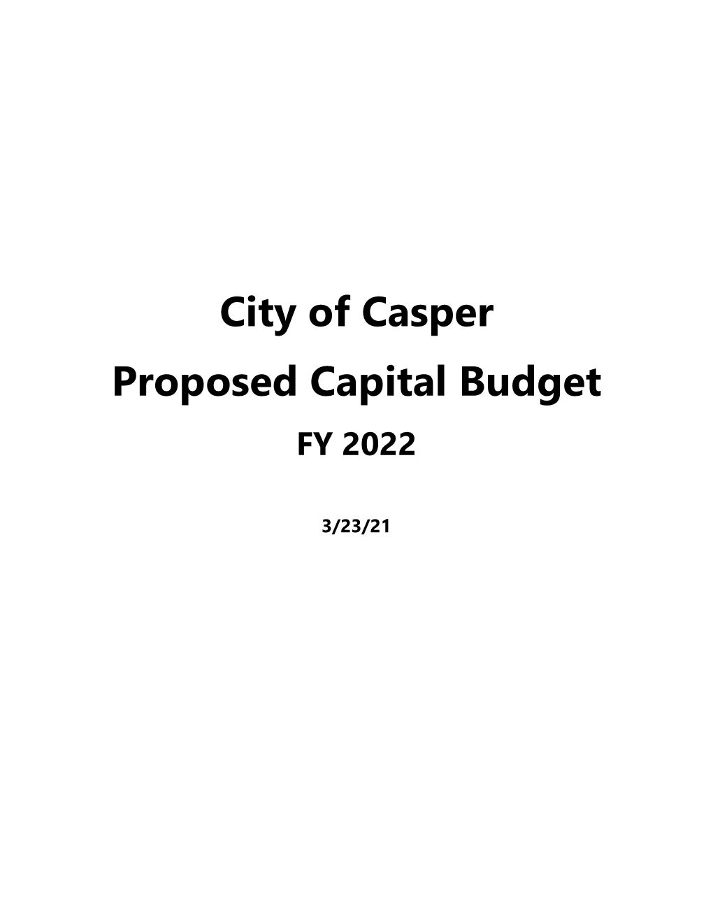 Capital Projects for the Upcoming Fiscal Year