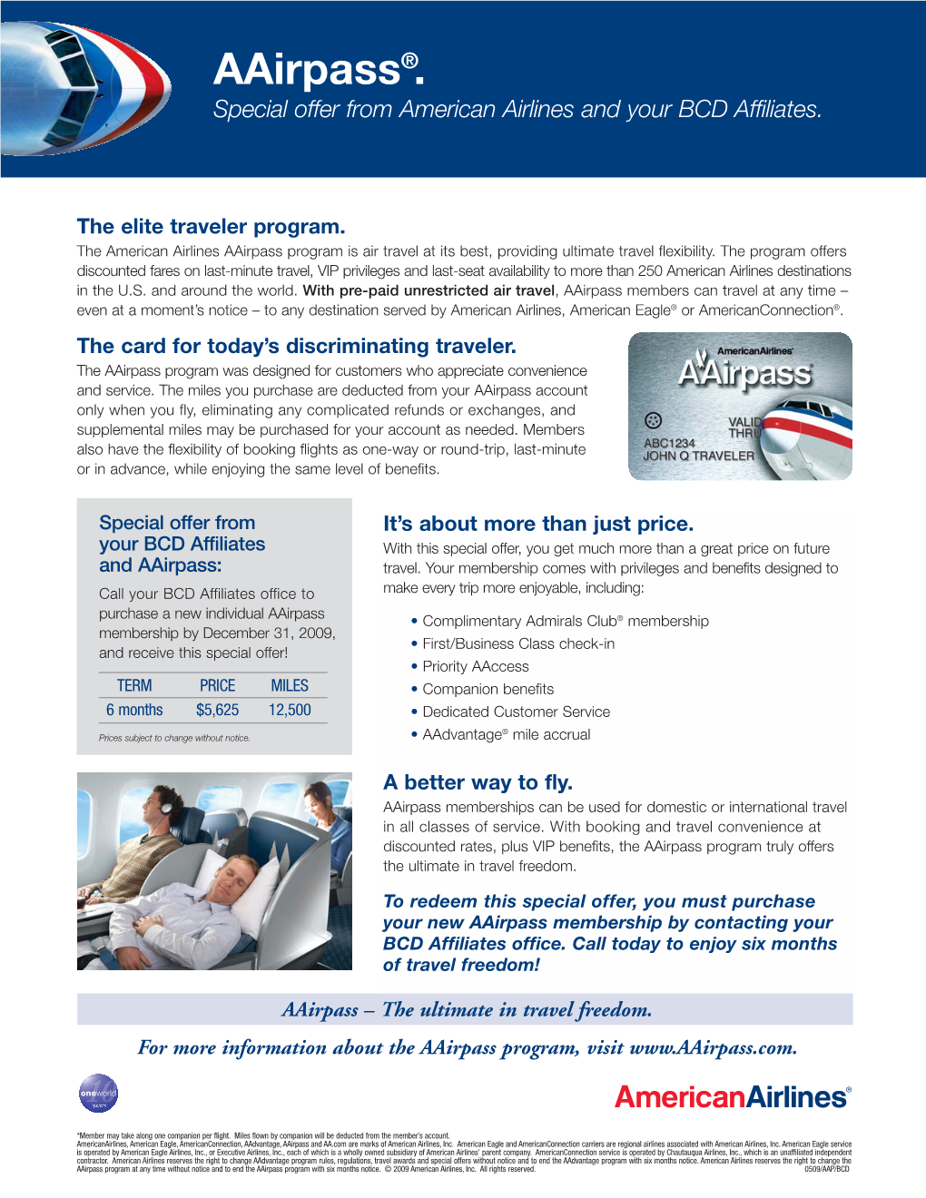 Aairpass®. Special Offer from American Airlines and Your BCD Affiliates