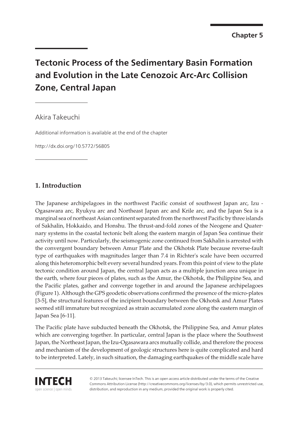 Tectonic Process of the Sedimentary Basin Formation and Evolution in the Late Cenozoic Arc-Arc Collision Zone, Central Japan