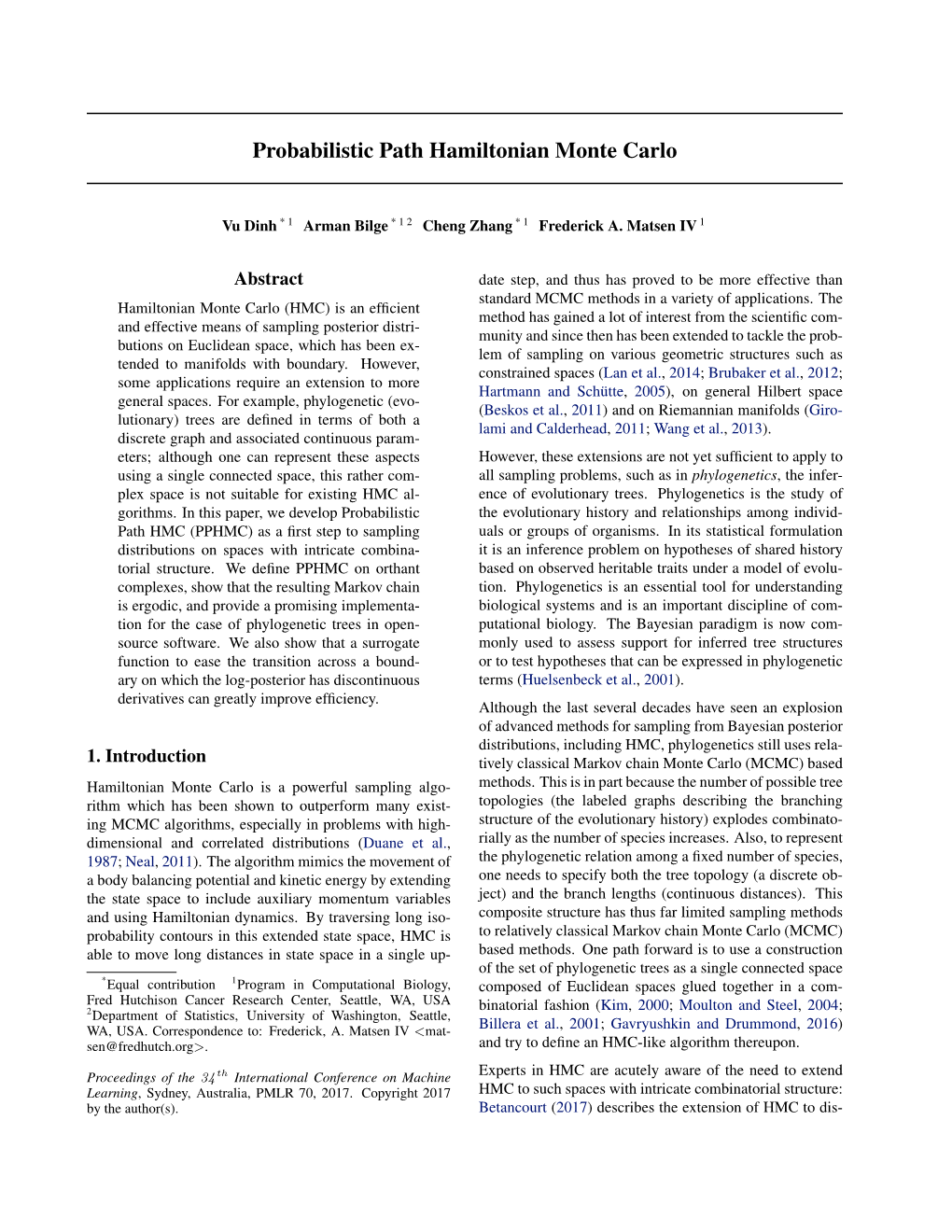 Probabilistic Path Hamiltonian Monte Carlo