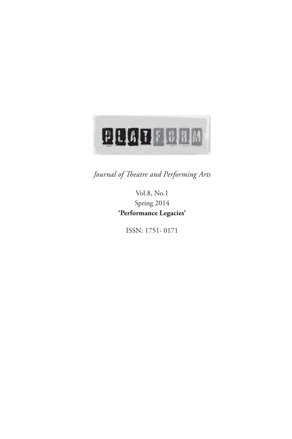 Journal of Theatre and Performing Arts