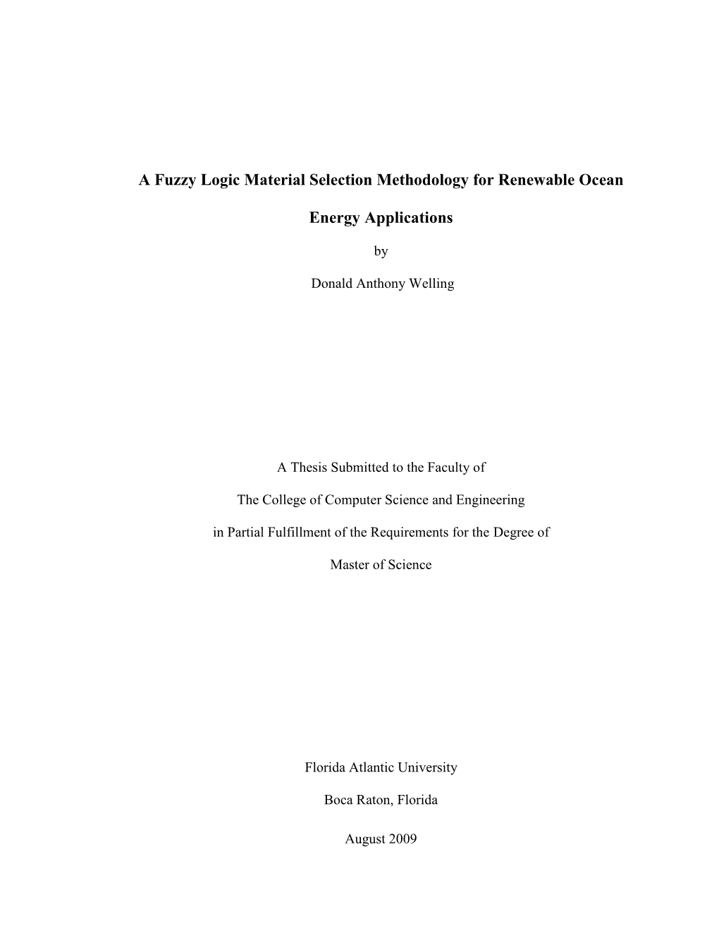 A Fuzzy Logic Material Selection Methodology for Renewable Ocean