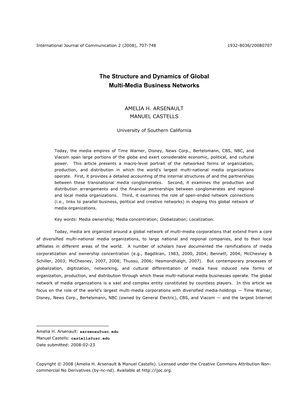 The Structure and Dynamics of Global Multi-Media Business Networks