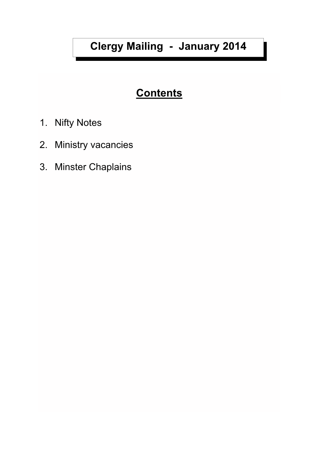 Mailing Contents Page