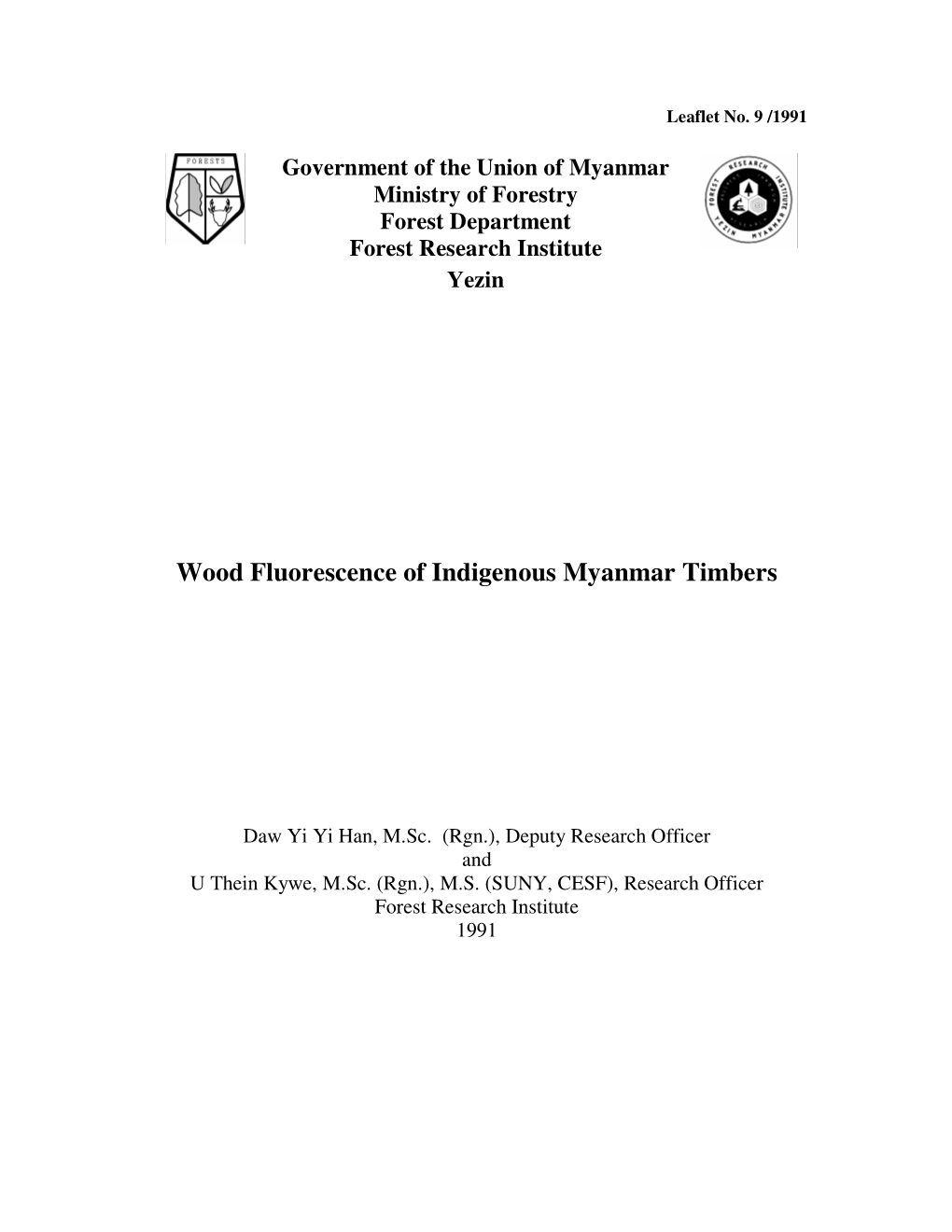 Wood Fluorescence of Indigenous Myanmar Timbers