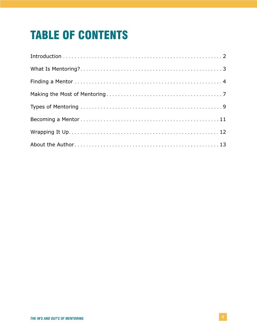 Table of Contents