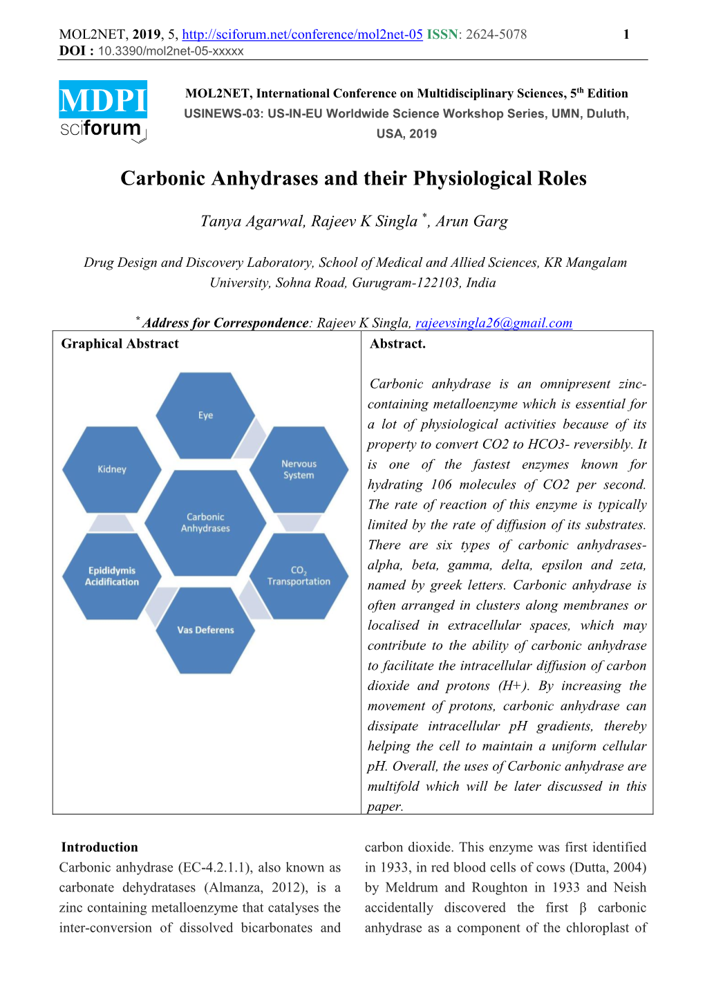 Carbonic Anhydrases and Their Physiological Roles