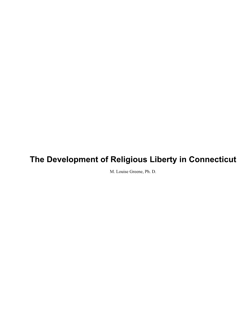 The Development of Religious Liberty in Connecticut