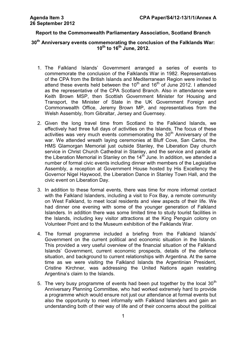 Agenda Item 3 CPA Paper/S4/12-13/1