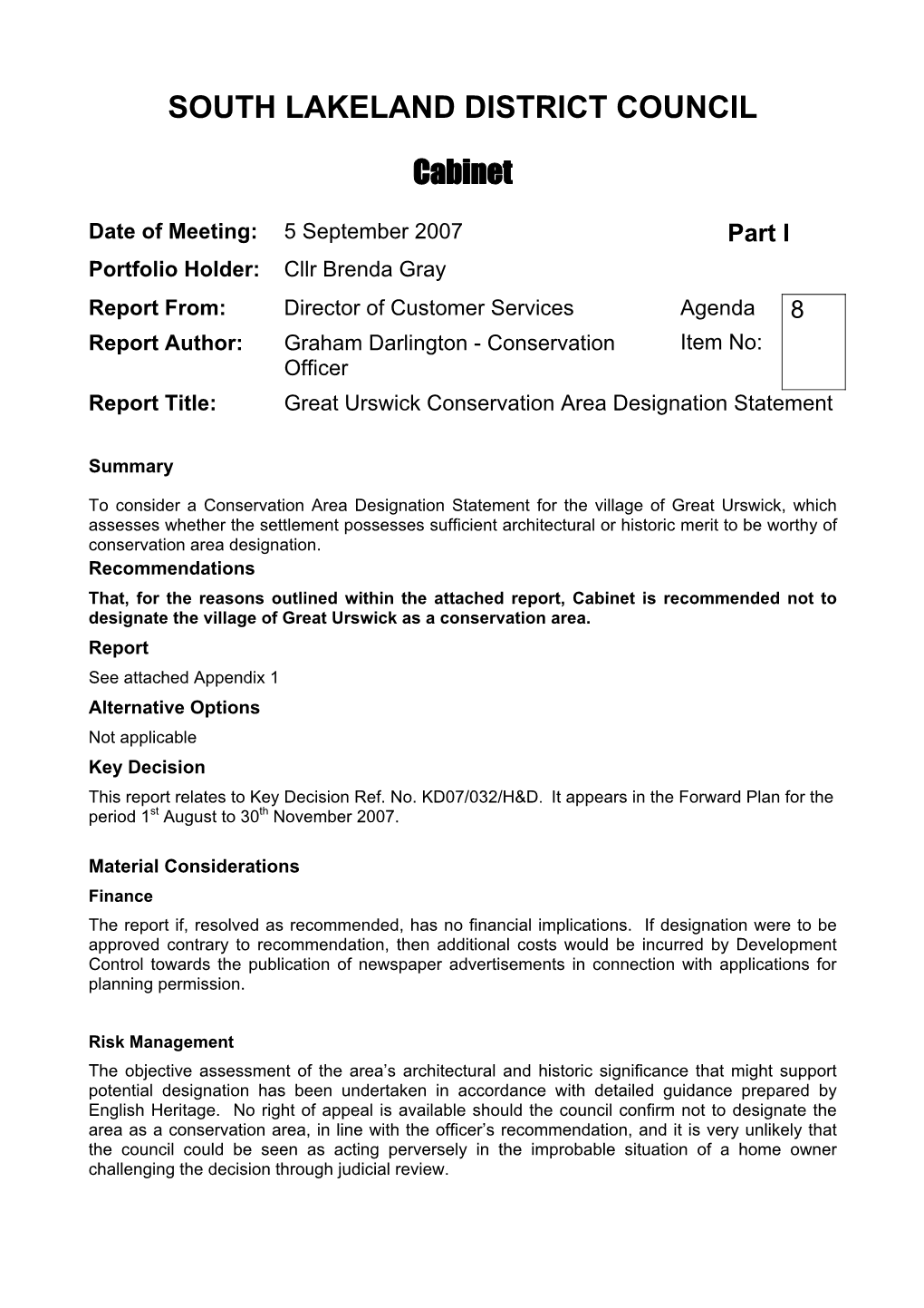 (01) Great Urswick Conservation Area Designation Statement PDF 79 K