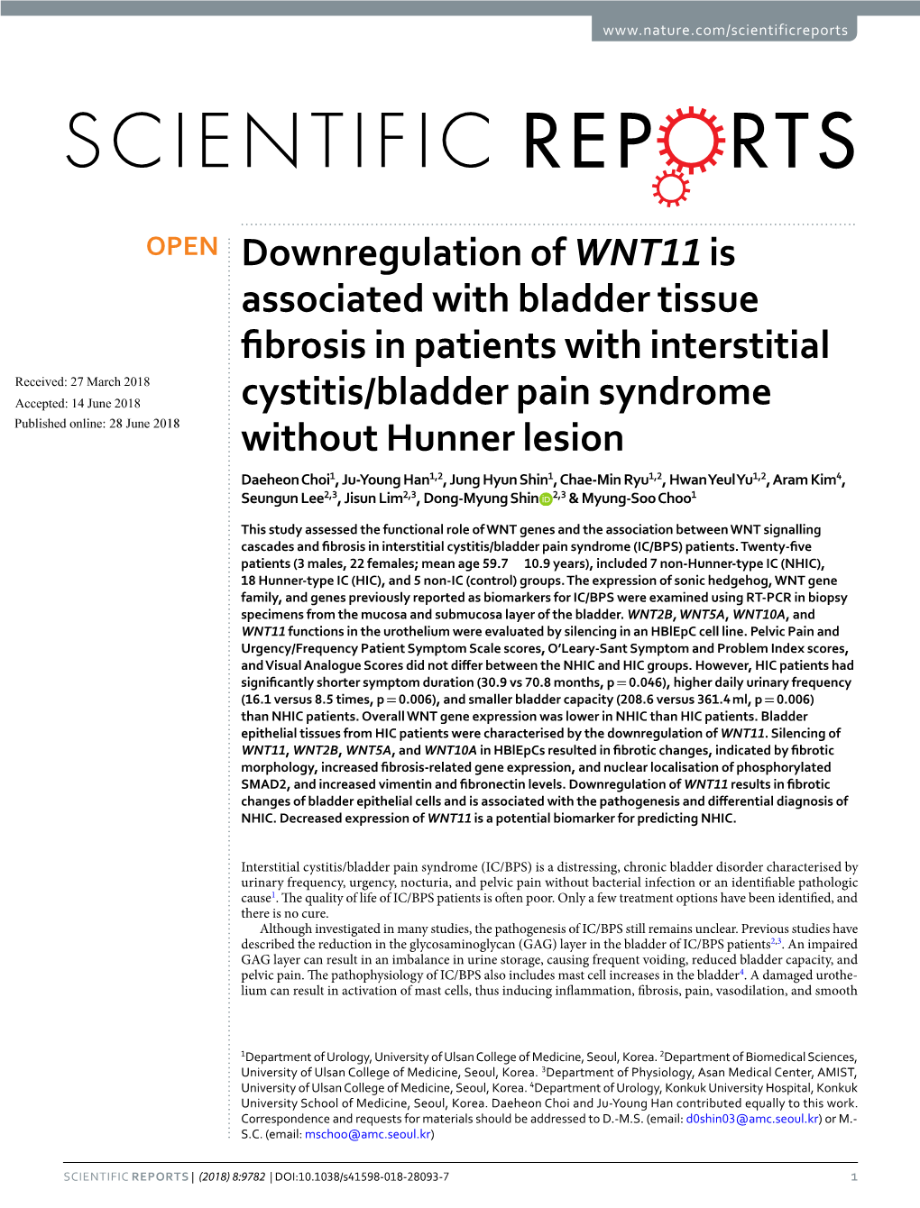 Downregulation of WNT11 Is Associated with Bladder Tissue