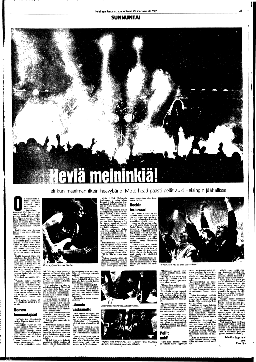 Eli Kun Maailman Ilkein Heavybändi Motörhead Päästi Pellit Auki Helsingin Jäähallissa