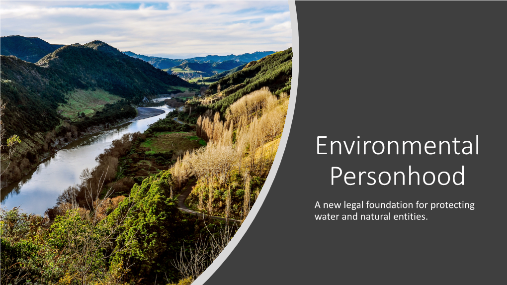Environmental Personhood a New Legal Foundation for Protecting Water and Natural Entities