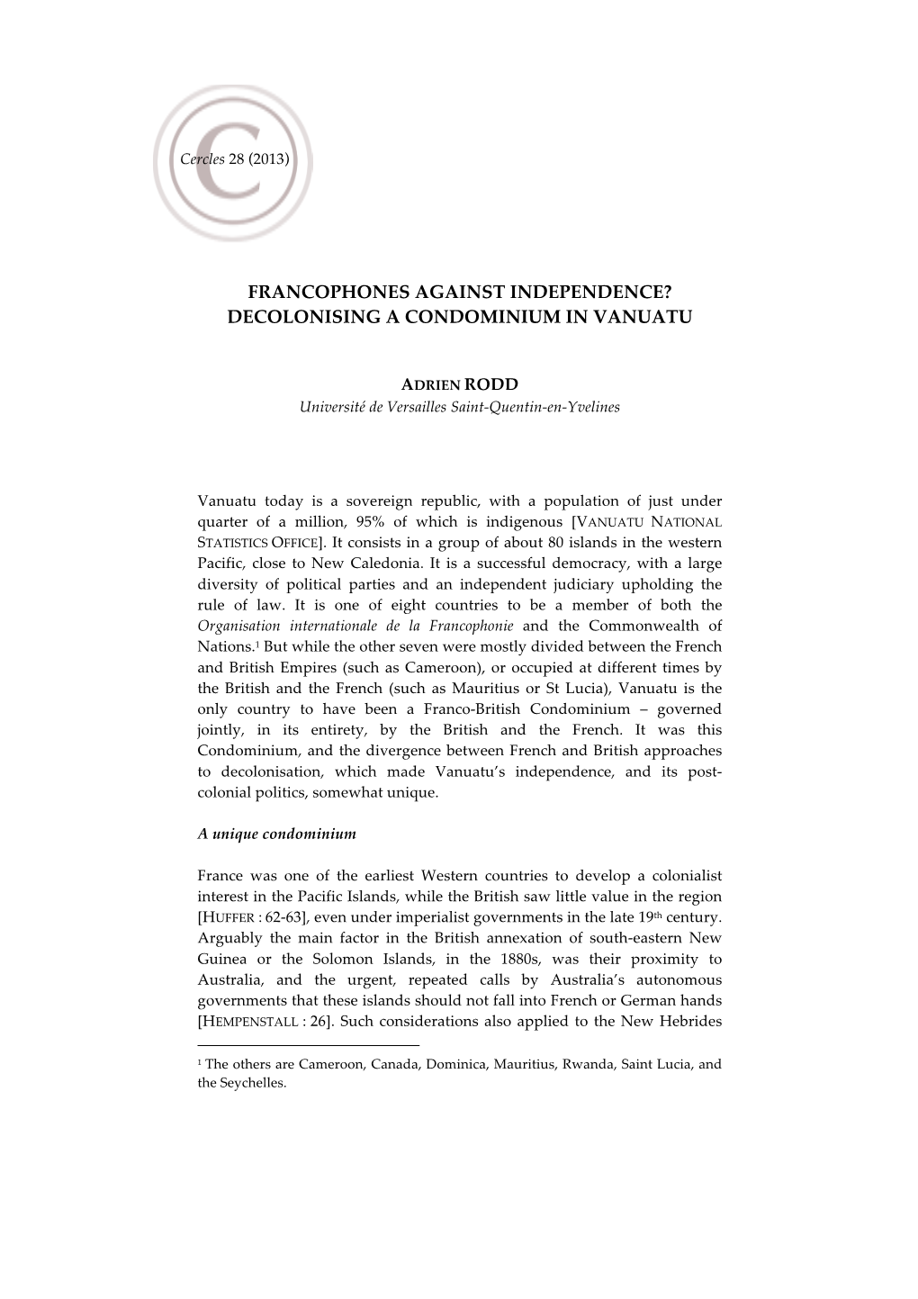 Decolonising a Condominium in Vanuatu