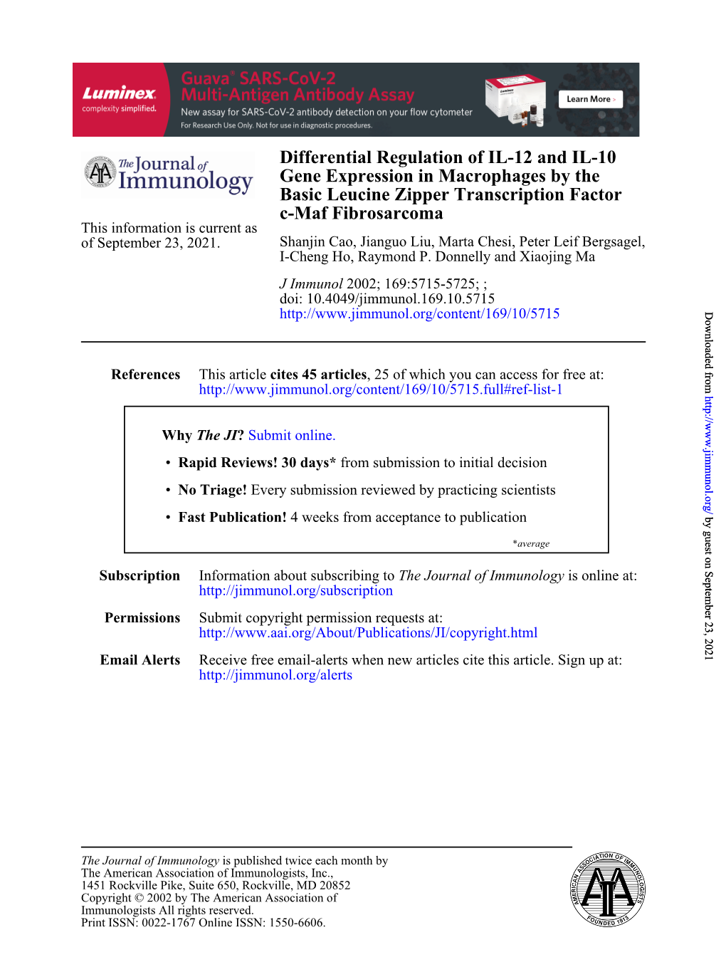 C-Maf Fibrosarcoma Basic Leucine Zipper Transcription Factor Gene