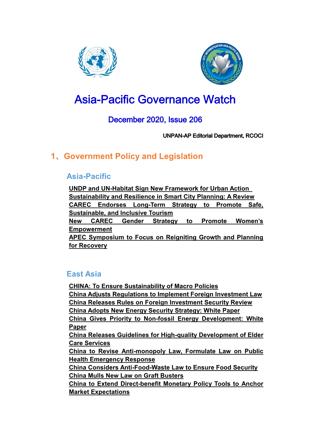 Asia-Pacific Governance Watch