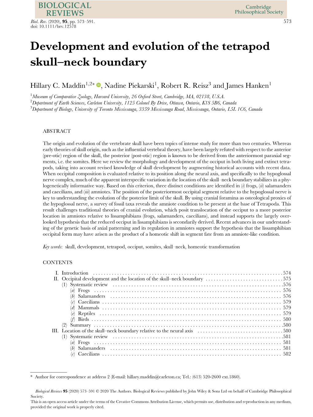 Development and Evolution of the Tetrapod Skull–Neck Boundary