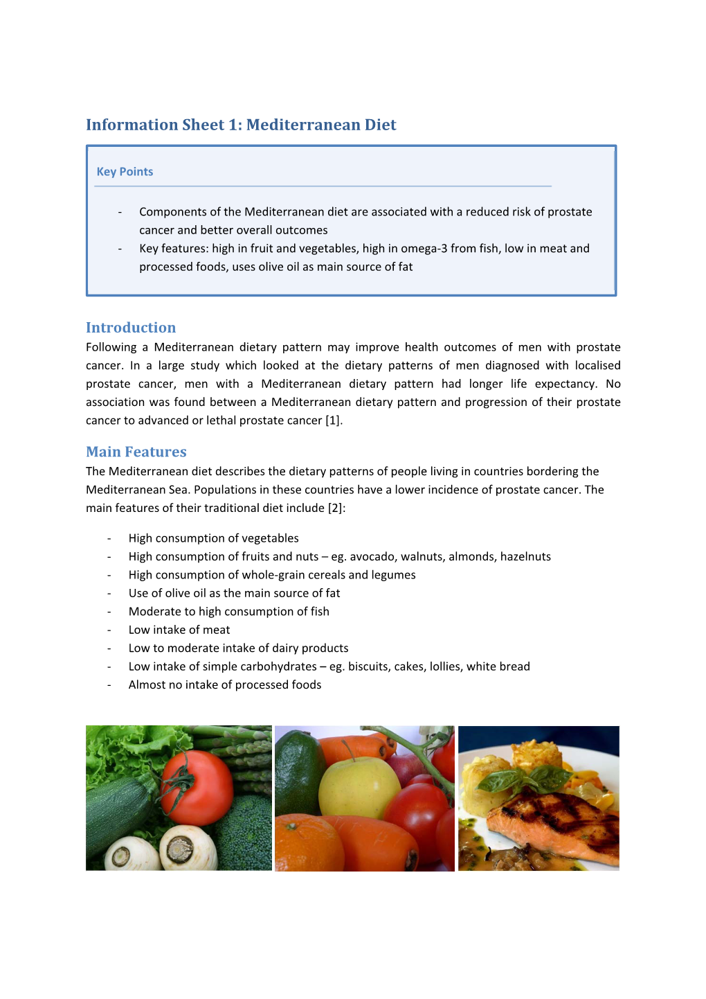 Information Sheet 1: Mediterranean Diet