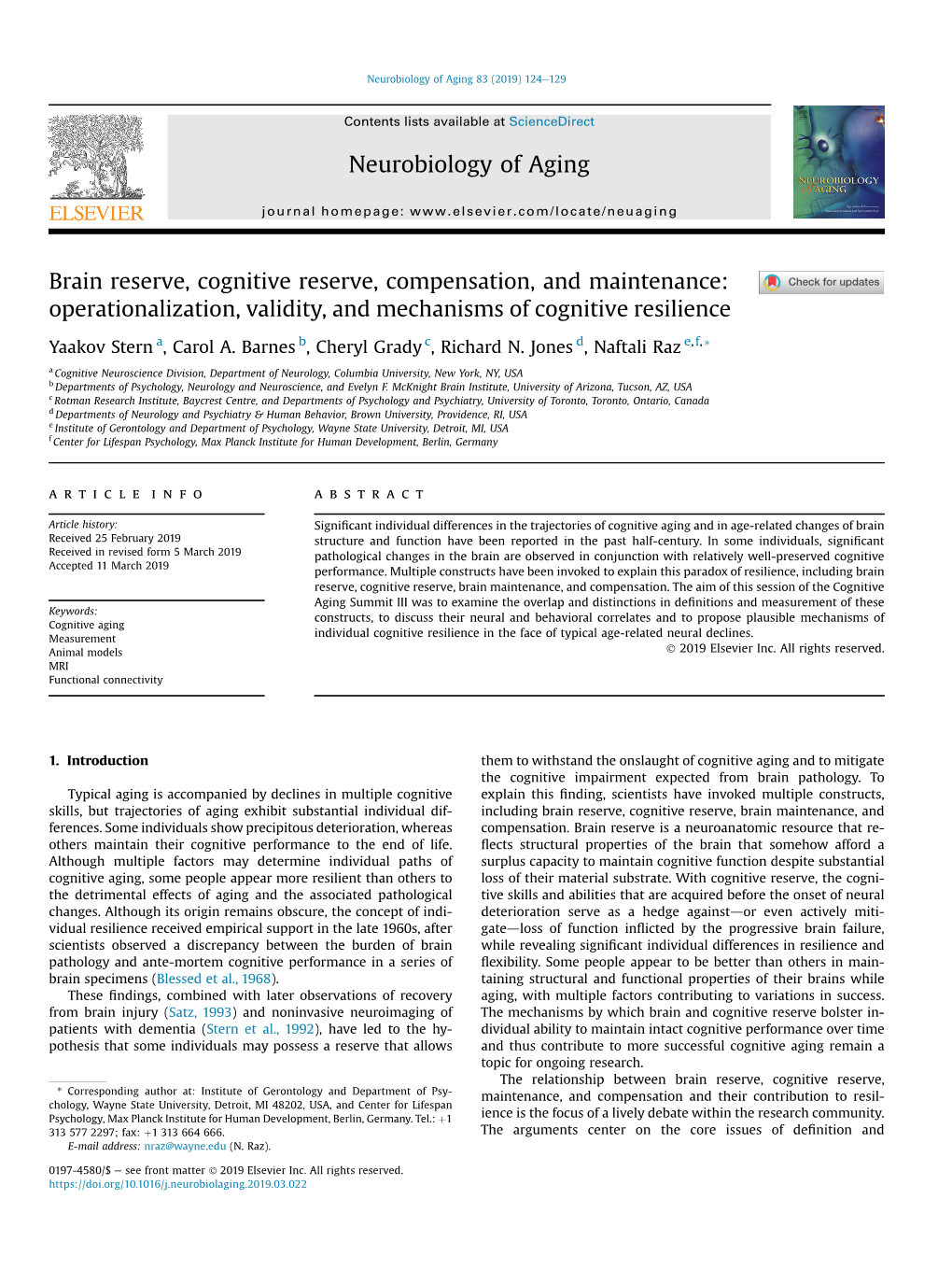 Brain Reserve, Cognitive Reserve, Compensation, and Maintenance: Operationalization, Validity, and Mechanisms of Cognitive Resilience