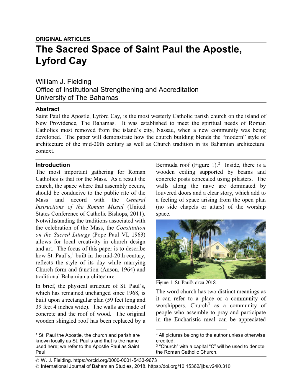 The Sacred Space of Saint Paul the Apostle, Lyford Cay