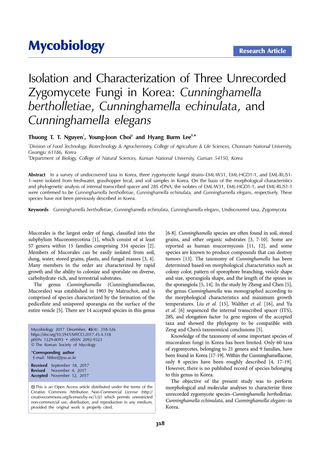 Mycobiology Research Article