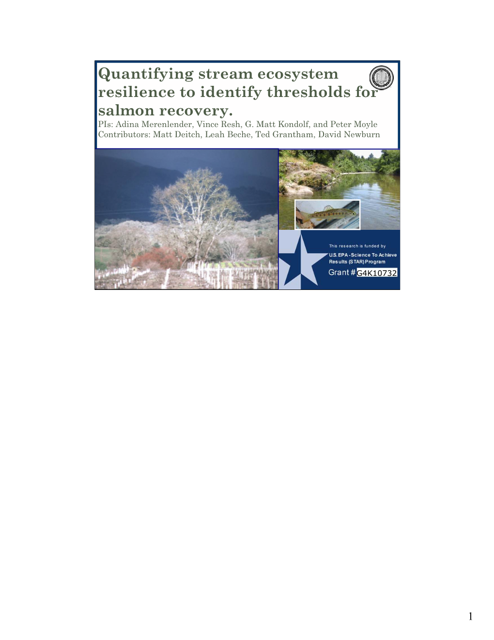 Quantifying Stream Ecosystem Resilience to Identify Thresholds for Salmon Recovery