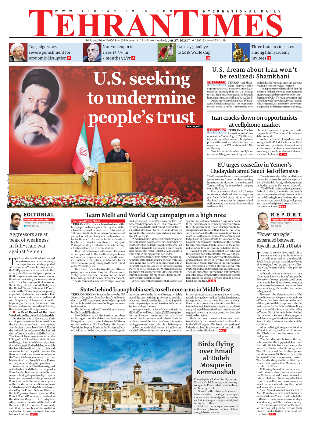 U.S. Seeking to Undermine People's Trust