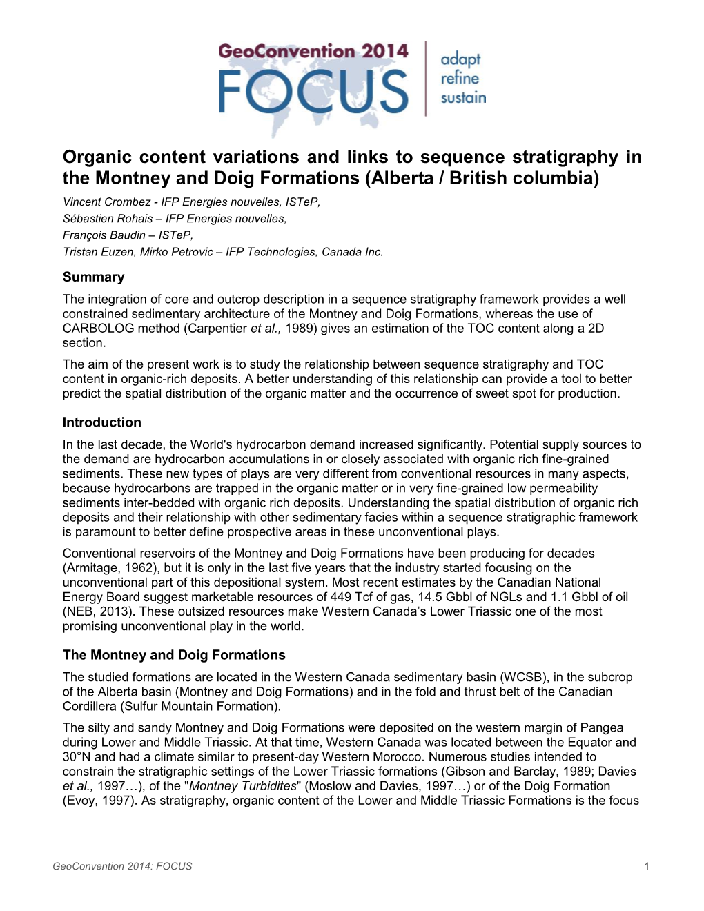 Organic Content Variations and Links to Sequence Stratigraphy in The