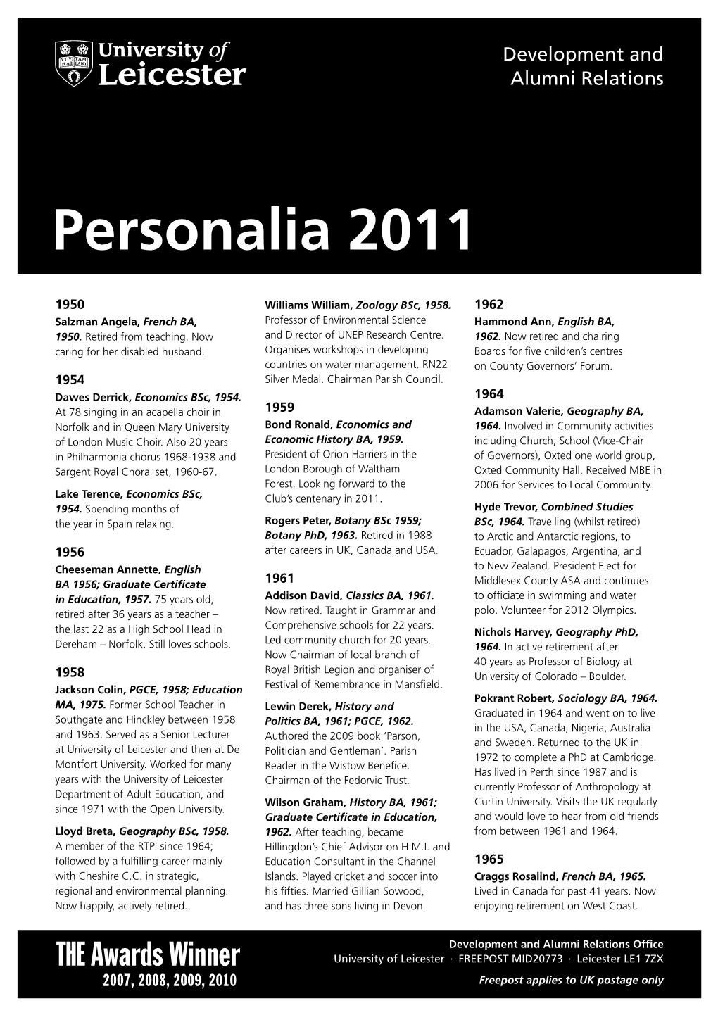 Personalia 2011