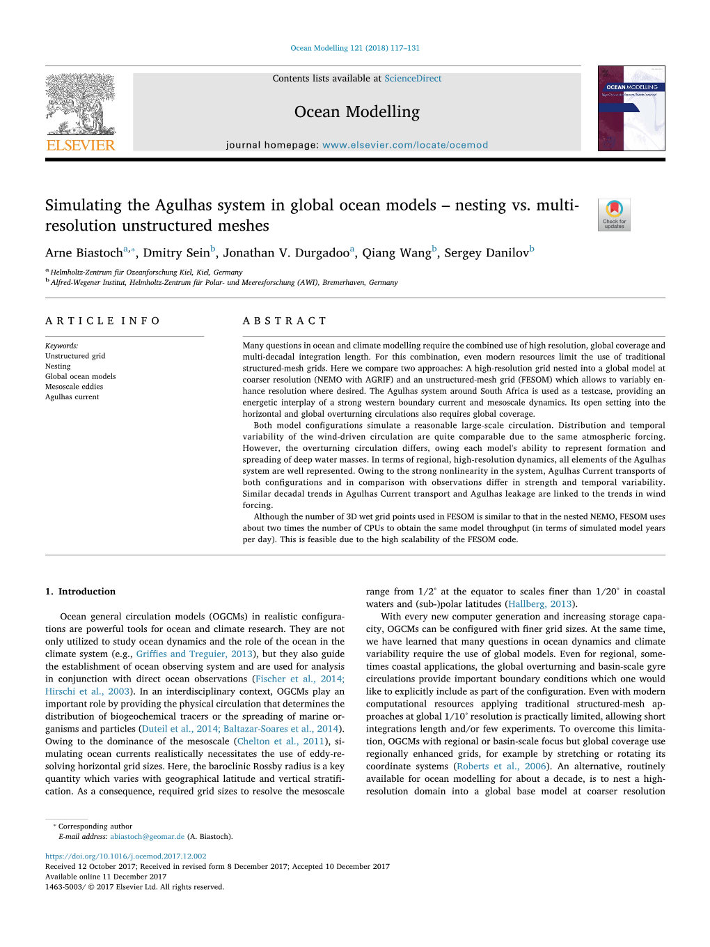 Simulating the Agulhas System in Global Ocean Models – Nesting Vs