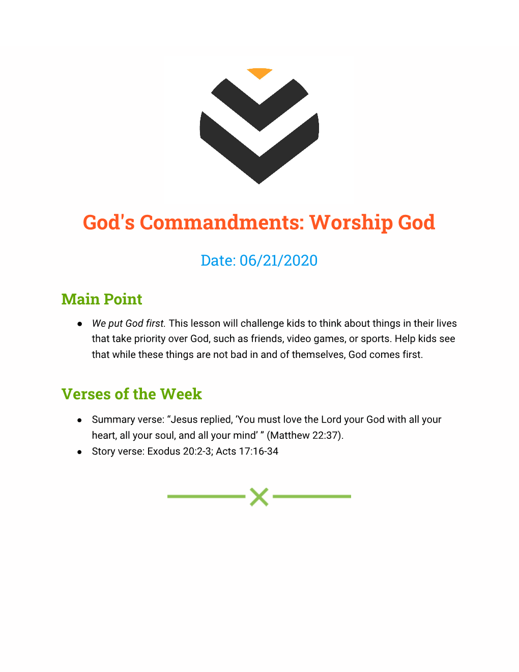 God's Commandments: Worship God