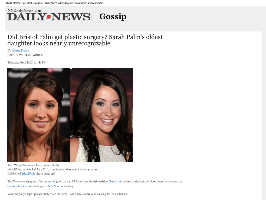 Did Bristol Palin Get Plastic Surgery? Sarah Palin's Oldest Daughter Looks Nearly Unrecognizable