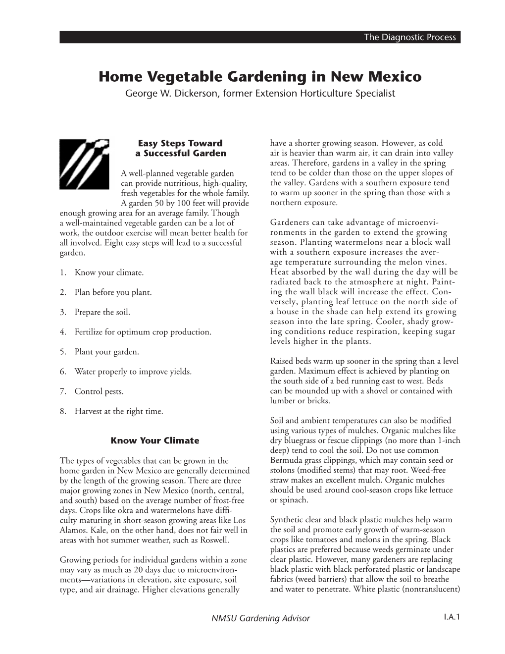 Home Vegetable Gardening in New Mexico George W