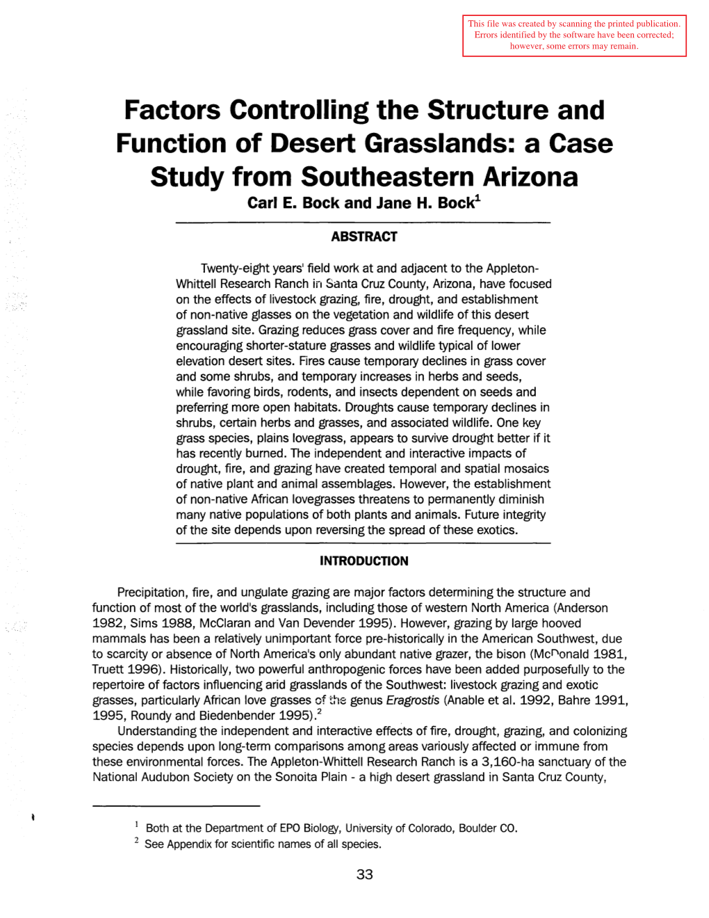 The Future of Arid Grasslands: Identifying Issues, Seeking Solutions