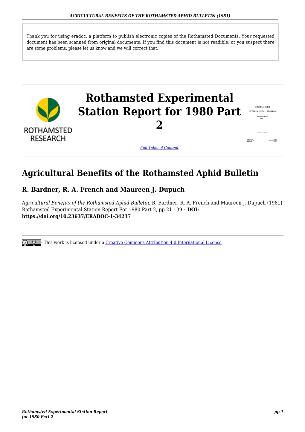 Rothamsted Experimental Station Report for 1980 Part 2