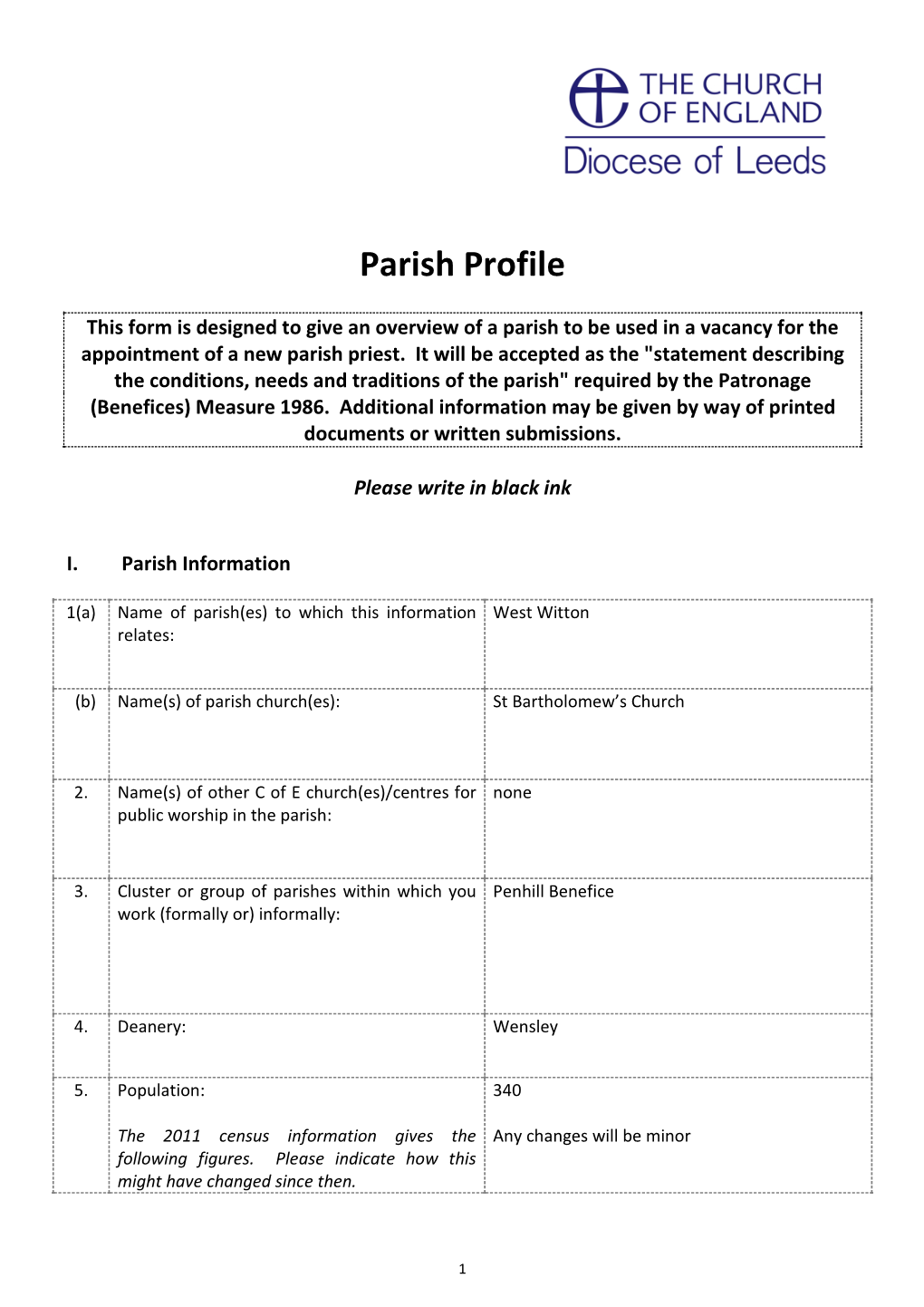 Parish Profile West Witton Final