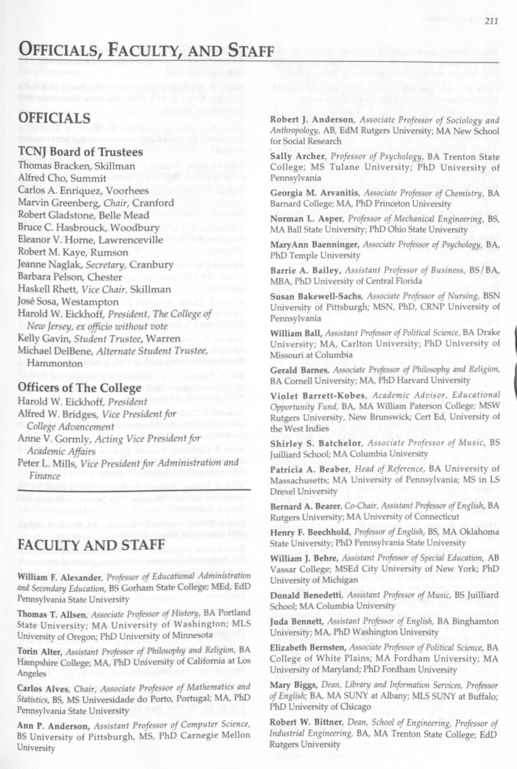 Undergraduate Bulletin, 1997, Back Matter