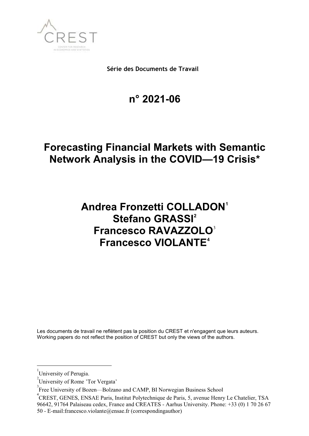 N° 2021-06 Forecasting Financial Markets with Semantic Network