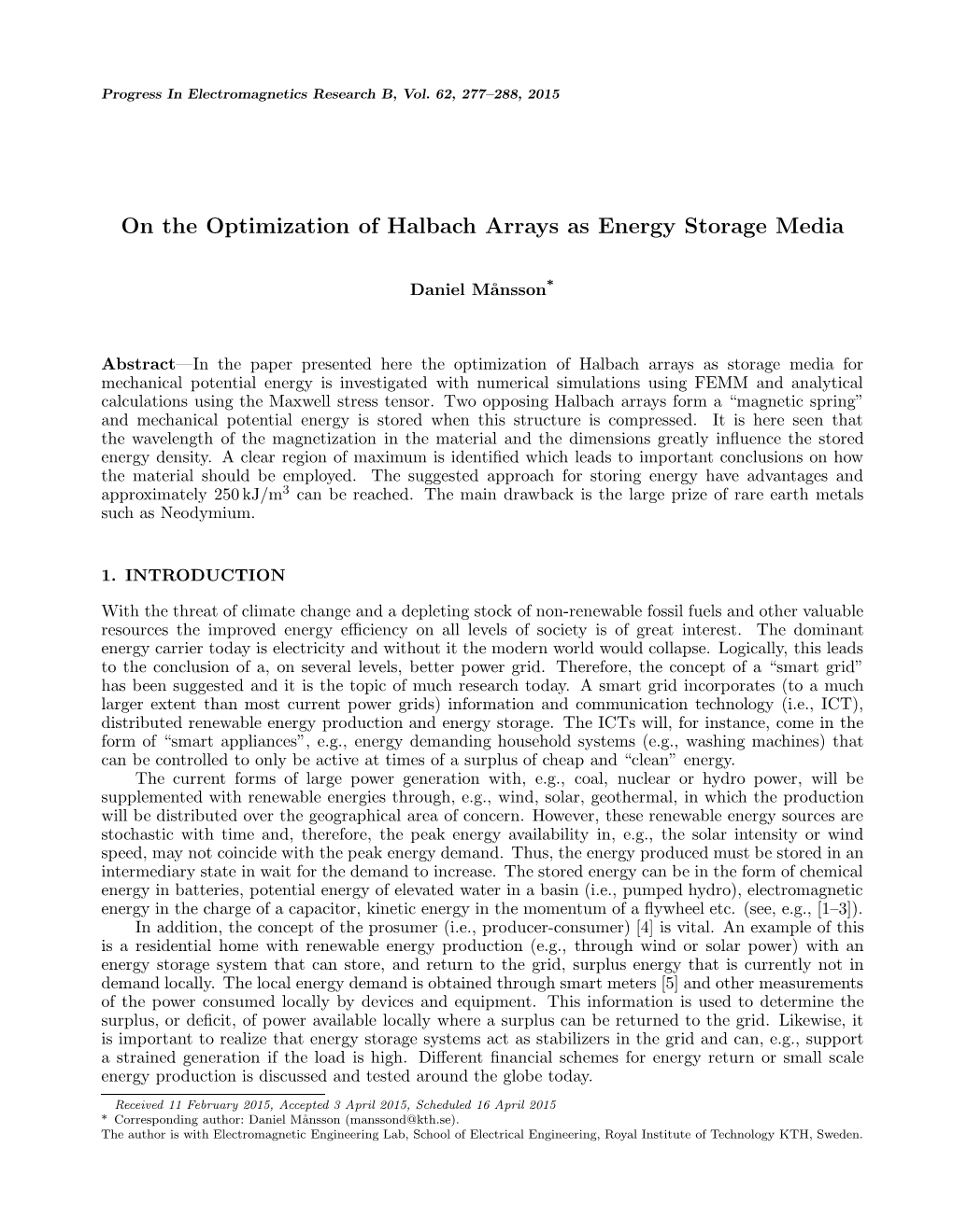 On the Optimization of Halbach Arrays As Energy Storage Media