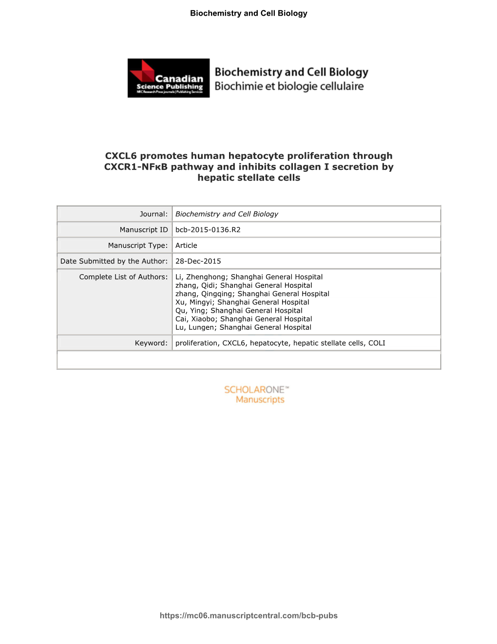 CXCL6 Promotes Human Hepatocyte Proliferation Through CXCR1-Nfκb