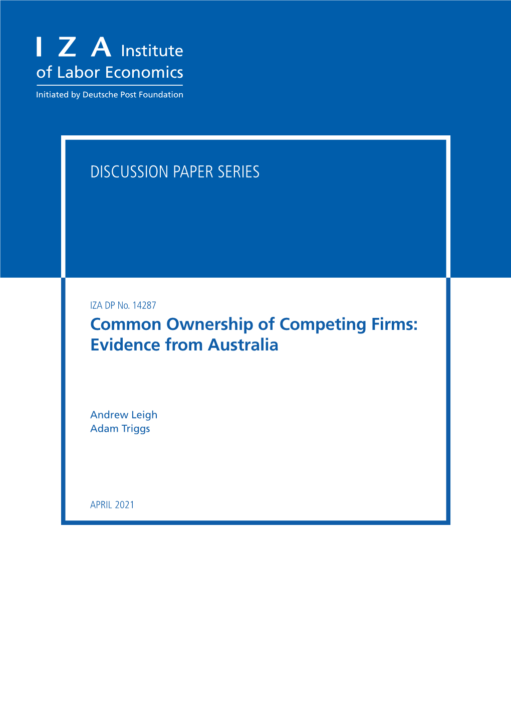 Common Ownership of Competing Firms: Evidence from Australia