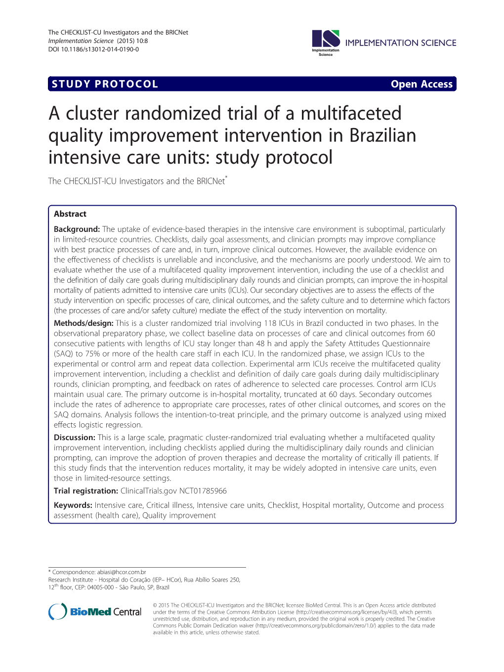 A Cluster Randomized Trial of a Multifaceted Quality Improvement
