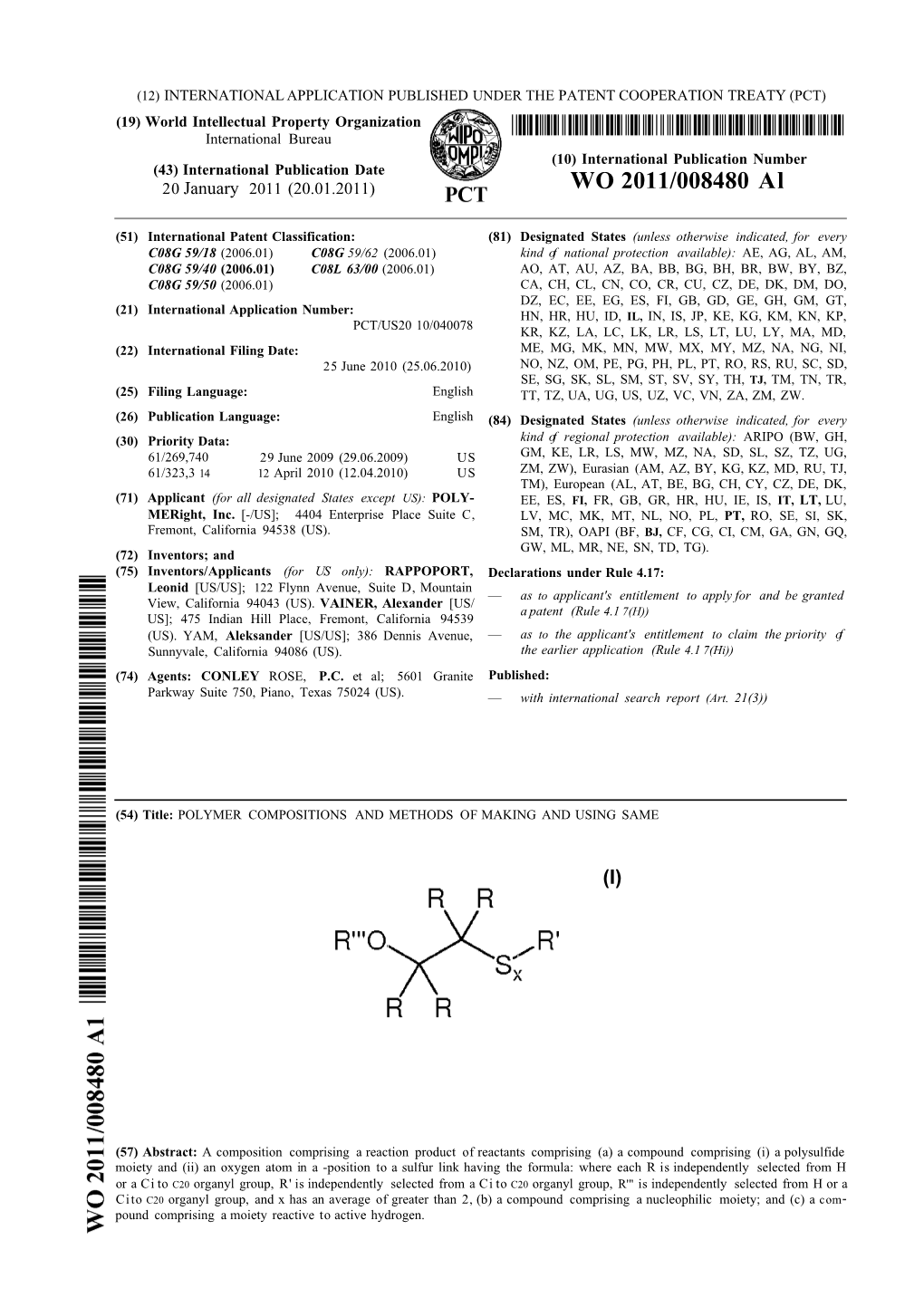 WO 2011/008480 Al