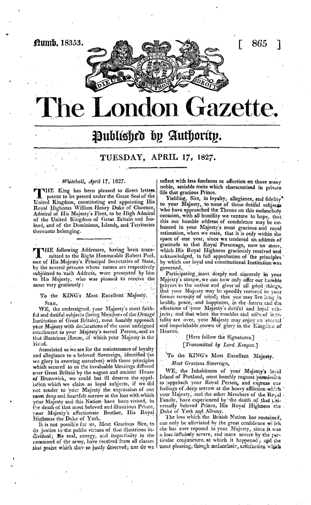 The London Gazette, Issue 18353