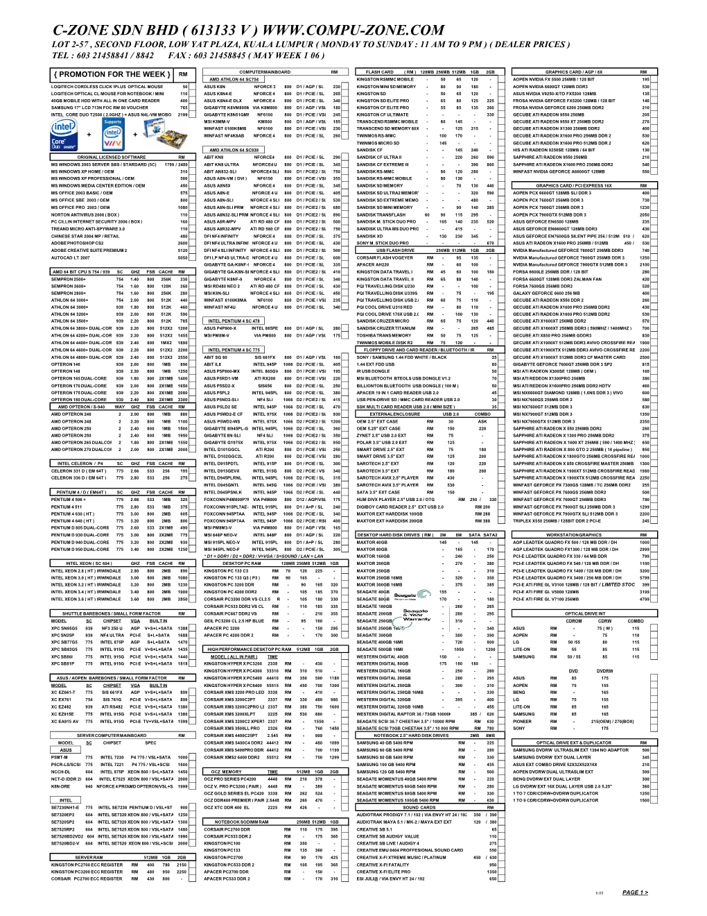 C-Zone MAY 05.XLS -.:: GEOCITIES.Ws