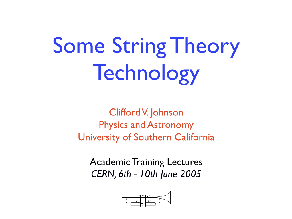 Some String Theory Technology