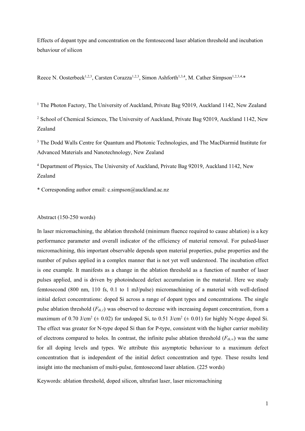 1 Effects of Dopant Type and Concentration on the Femtosecond