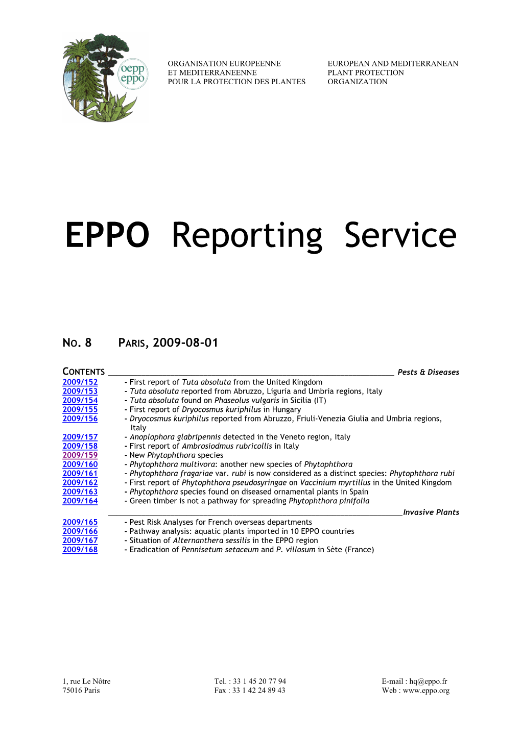 EPPO Reporting Service