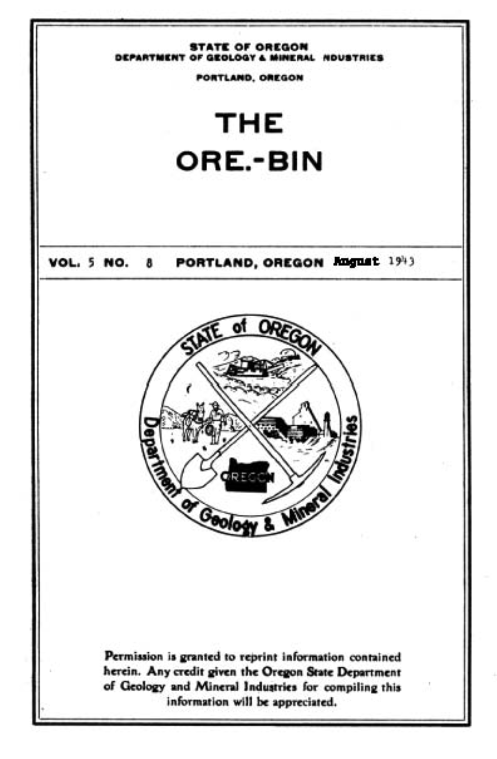 Ore Bin / Oregon Geology Magazine / Journal